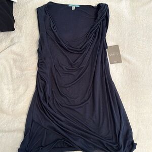 Anthropologie drapy navy blue top NWT